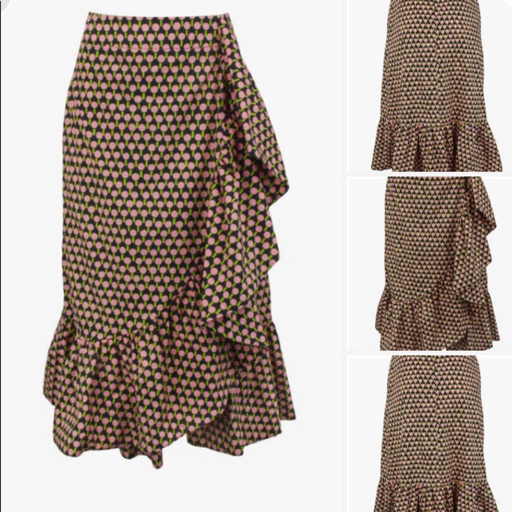 La Double J Ruffle Midi Skirt XS